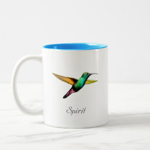 Tasse 2 Couleurs Joli colibri multicolore & calligraphie