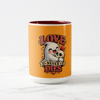 Tasse 2 Couleurs Joli Crâne de Fantôme d'Amour qui ne Meurt Jamais 