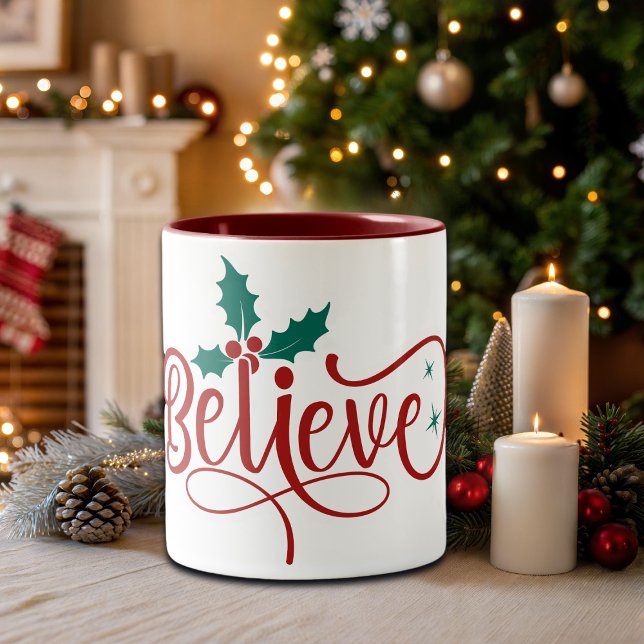 Tasse 2 Couleurs Joli 'Croire' Noël (Créateur téléchargé)