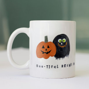 Tasse 2 Couleurs Joli croquis noir de Monstres Halloween Éffrayant