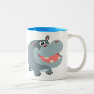 Tasse 2 Couleurs Joli dessin animé souriant Hippo