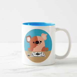 Tasse 2 Couleurs Joli dessin de dessin de porc