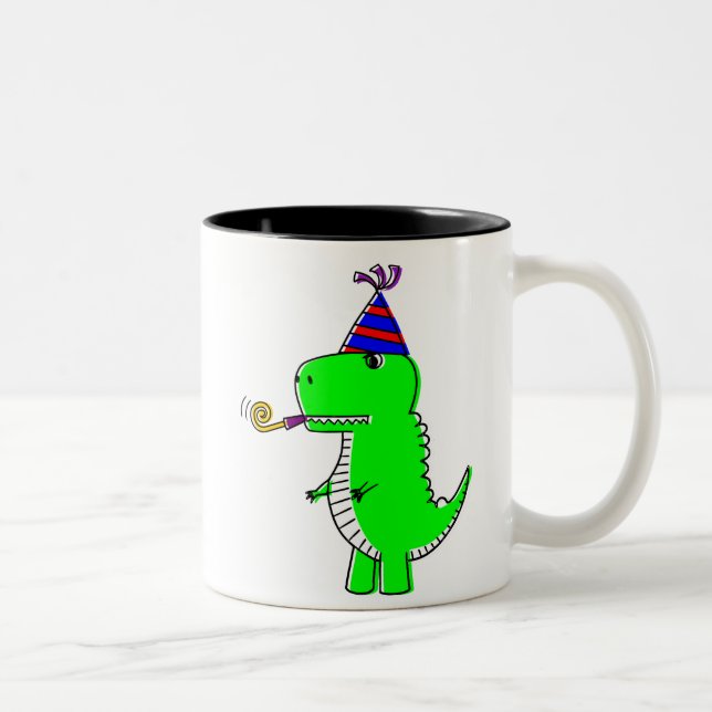 Tasse 2 Couleurs Joli Dinosaur d'anniversaire (Droit)