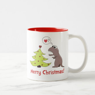 Tasse 2 Couleurs Joli Dinosaure Caricature Noël