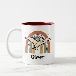 Tasse 2 Couleurs Joli dinosaure volant BoHo ton terre & arc-en-ciel