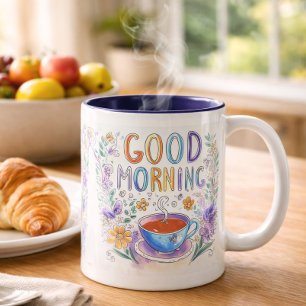 Tasse 2 Couleurs Joli Doodle Good Morning Café