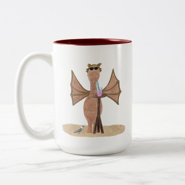 Tasse 2 Couleurs Joli dragon sur la plage  (Gauche)