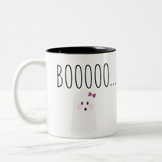 Tasse 2 Couleurs Joli fantôme d'Halloween Boooooooo (Gauche)