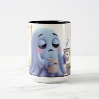 Joli fantôme endormi buvant du café par un matin c