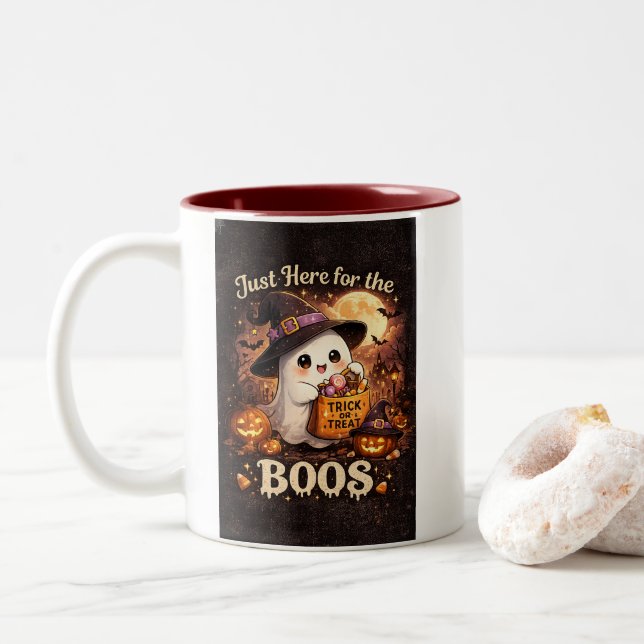 Tasse 2 Couleurs Joli fantôme Halloween  (Avec donut)