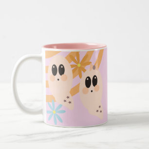 Tasse 2 Couleurs Joli fantôme revenant rétro Halloween floral groov