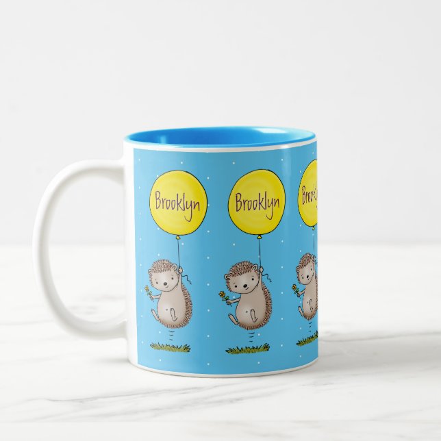 Tasse 2 Couleurs Joli hérisson et motif de dessin animé de ballon (Gauche)