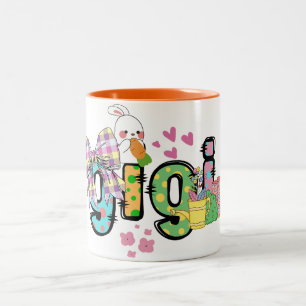 Tasse 2 Couleurs Joli lapin de pâques gigi grand-mère et grand-père