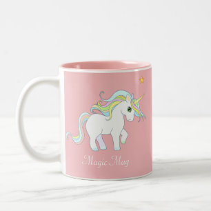 Tasse 2 Couleurs Joli licorne magique et étoile sur rose