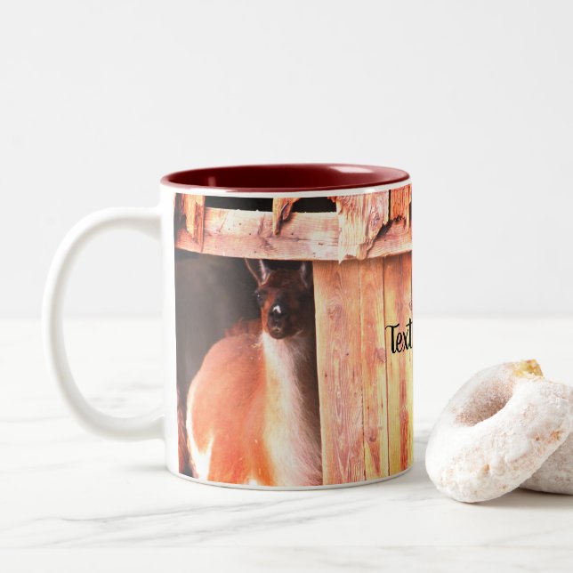 Tasse 2 Couleurs Joli Llama ferme animal personnalisé (Avec donut)