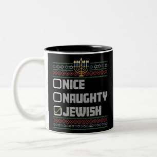 Tasse 2 Couleurs Joli Moche Santa Juif Noël Hanukkah dégueulasse de