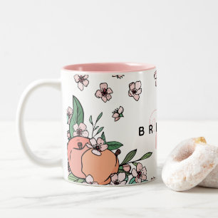 Tasse 2 Couleurs Joli Monogramme rose de pêches et de pêches