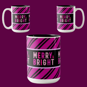 Tasse 2 Couleurs Joli Motif à rayures colorées, Cadeau de Noël