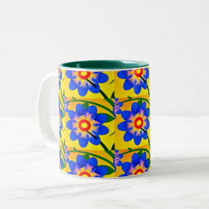 Tasse 2 Couleurs Joli Motif de fleurs Abstraites