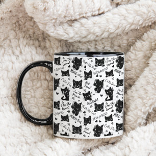 Tasse 2 Couleurs Joli motif d'Halloween de chat noir pour les amate