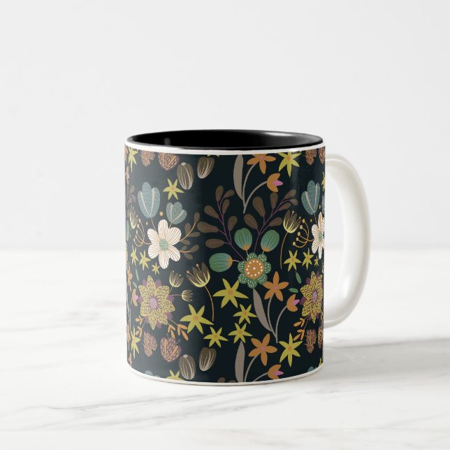 Tasse 2 Couleurs Joli motif floral (Devant droit)