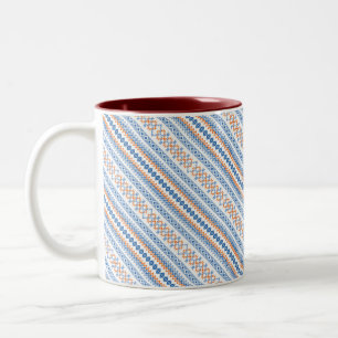 Tasse 2 Couleurs Joli motif tribal aztèque orange bleu