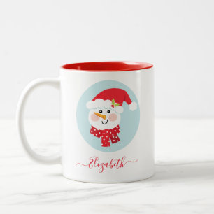 Tasse 2 Couleurs Joli Noël Snowman Hiver Face Café Deux Tons