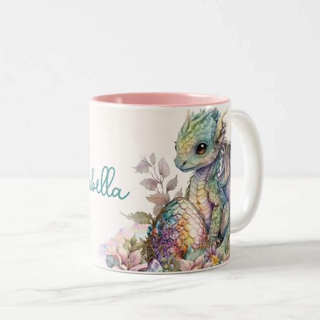 Tasse 2 Couleurs Joli Œuf de Dragon Bébé (Devant droit)