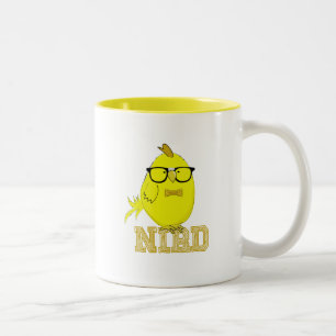 Tasse 2 Couleurs Joli Oiseau Nerd Jaune