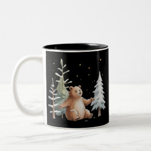Tasse 2 Couleurs Joli ours enneigé d'hiver Fantaisie hivernale de l