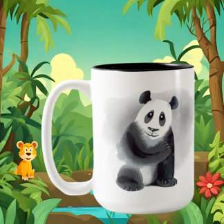 Tasse 2 Couleurs joli ours panda ajouter monogramme