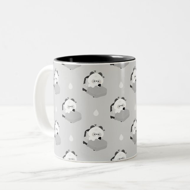 Tasse 2 Couleurs Joli panda fatigué (Devant gauche)