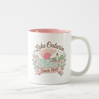Tasse 2 Couleurs Joli paysage pastel du lac Ontario