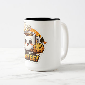 Tasse 2 Couleurs Joli personnage de dessin animé "Mais d'abord Café