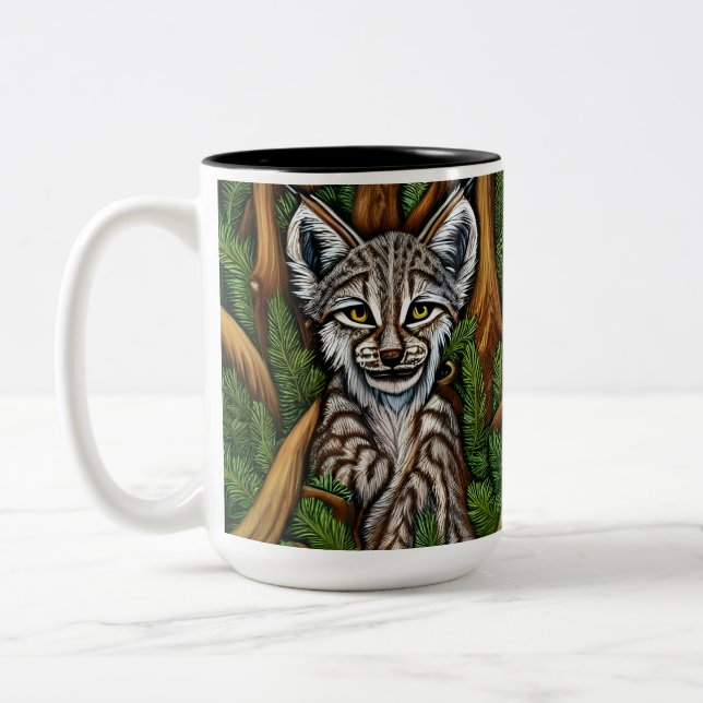 Tasse 2 Couleurs Joli Petit Lynx Kitten adorable (Gauche)