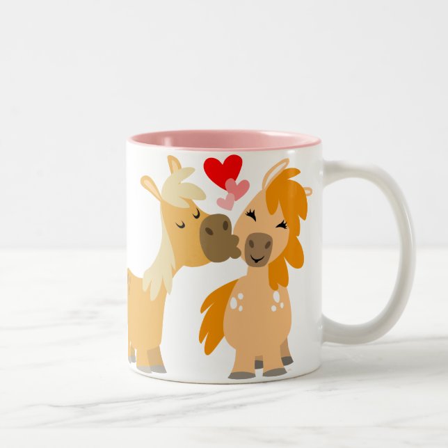 Tasse 2 Couleurs Joli poney caricaturale en Amour (Droit)