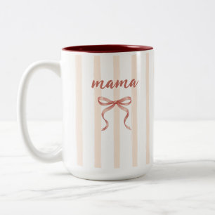 Tasse 2 Couleurs Joli rayures et noeud en aquarelle rose personnali
