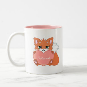Tasse 2 Couleurs Joli Renard bébé avec Coeur rose