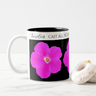 Tasse 2 Couleurs Joli rose chaud et floral noir Nom de verset bibli