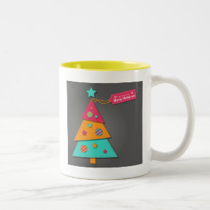 Tasse 2 Couleurs Joli sapin de Noël lumineux art moderne artisanat