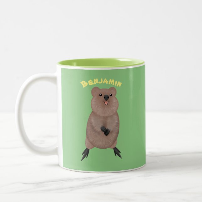 Tasse 2 Couleurs Joli sourire mignon dessin animé quokka (Gauche)