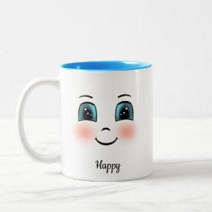 Tasse 2 Couleurs Joli visage blush heureux sur blanc
