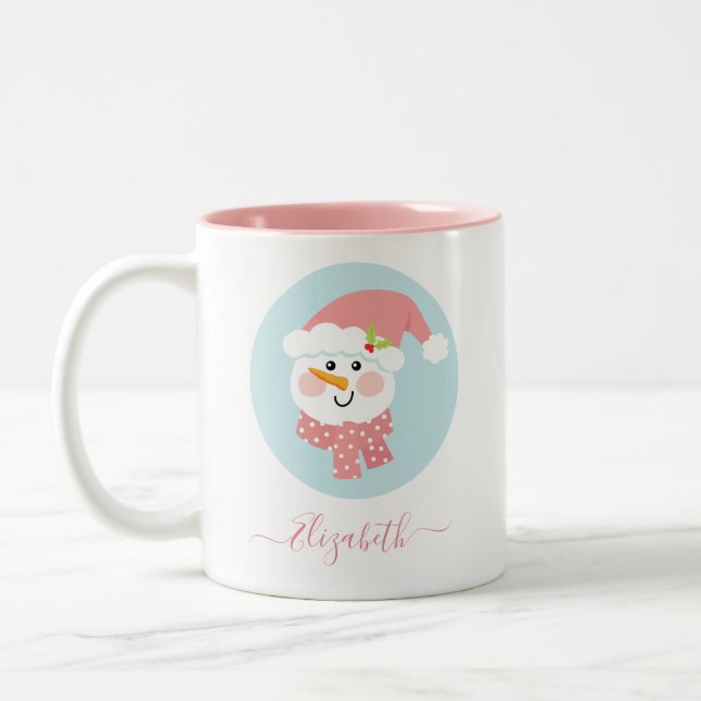 Tasse 2 Couleurs Joli visage de motoneige hiver Noël (Gauche)