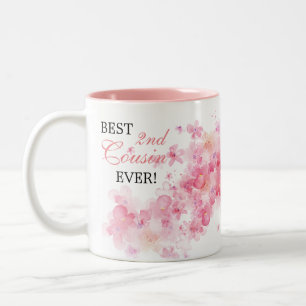 Tasse 2 Couleurs Jolie aquarelle florale rose Meilleure cousine au 