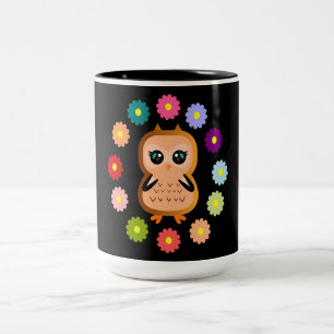 Tasse 2 Couleurs Jolie Chouette Cute Kawaii Illustration de dessin 