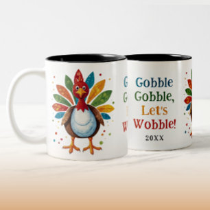 Tasse 2 Couleurs Jolie Dinde Arc-en-ciel de Thanksgiving Amusante
