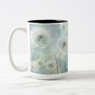 TASSE 2 COULEURS JOLIE FLEURS DE DANDELION DE COULEUR D'EAU PASTEL