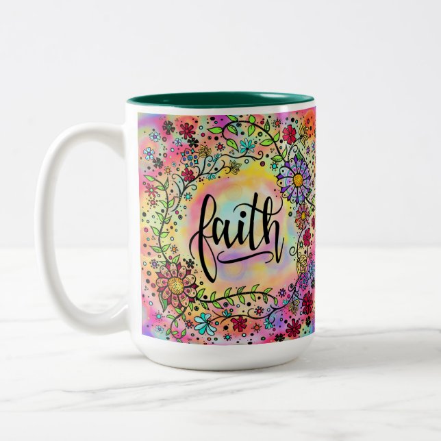 Tasse 2 Couleurs Jolie FOI rose floral inspirant (Gauche)