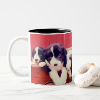 Tasse 2 Couleurs Jolie frontière Collie Puppies Animal Art