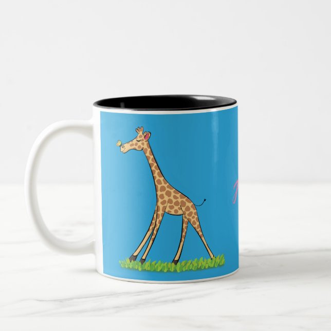 Tasse 2 Couleurs Jolie girafe avec dessin animé de papillon (Gauche)